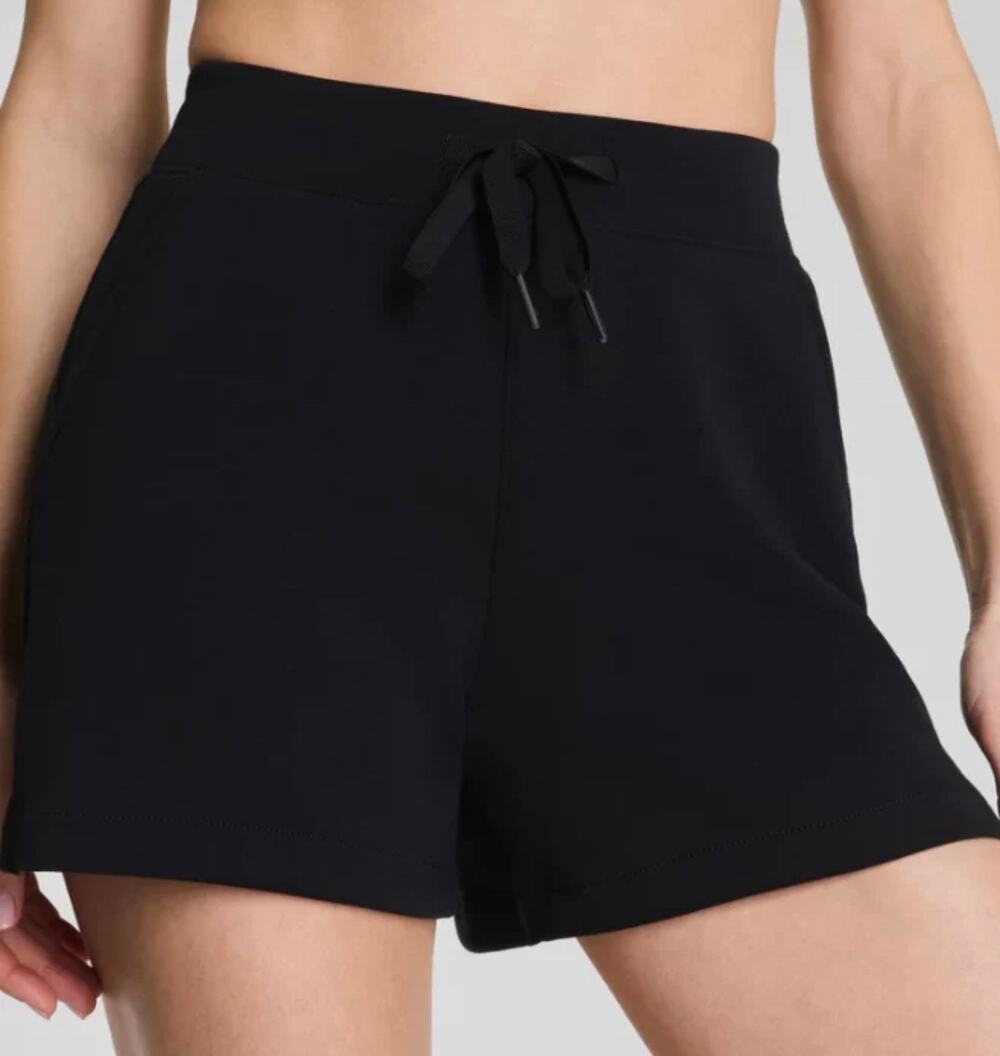 SPANX AirEssentials 5” Shorts Medium Black Pull On Drawstring Lounge EUC